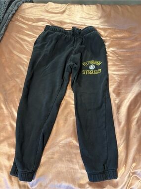 47 Brand Pittsburgh Steelers Black Sweatpants with Yellow Logo